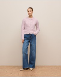 Trenery - Brushed Alpaca Button Through Cardigan in Pink Rose