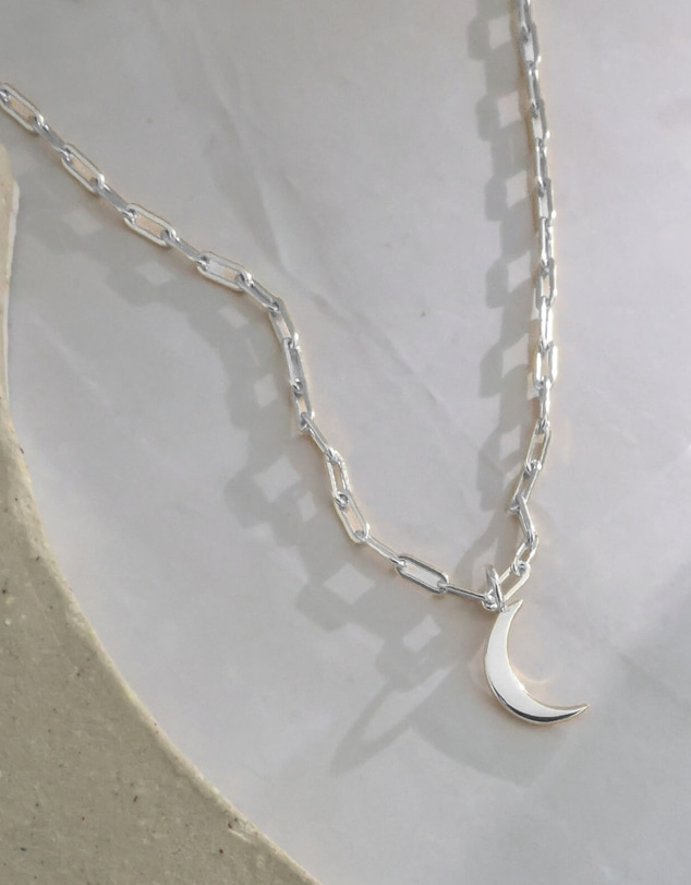 Luna Rae - Sterling Silver - Paperclip Crescent Necklace