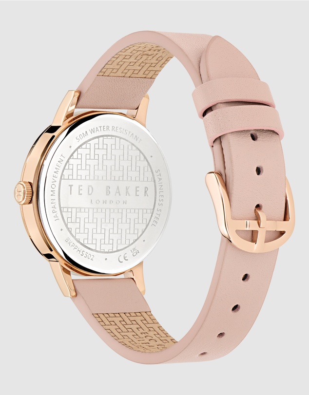 Ted Baker - Phylipa Rose Gold-Tone Printed Pink Leather Watch