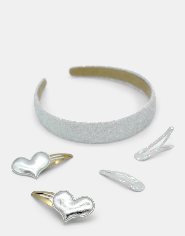 Morgan & Taylor - Holly Kids Hair Clip Set in Sparkling Grey Silver