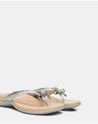 Vionic - Bella Toe Post Sandal - Silver Metallic Croc