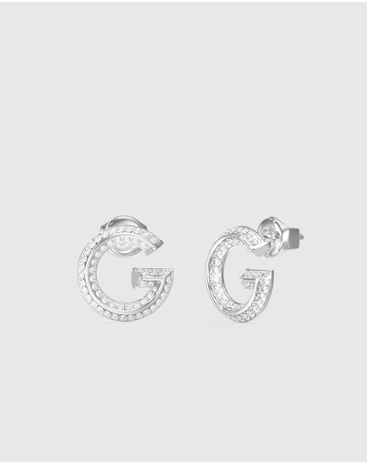 GUESS - Silver-Tone G Crystal Stud Earrings