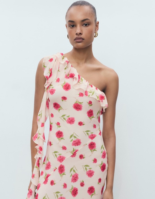 M.N.G - Rose Floral Ruffled Dress