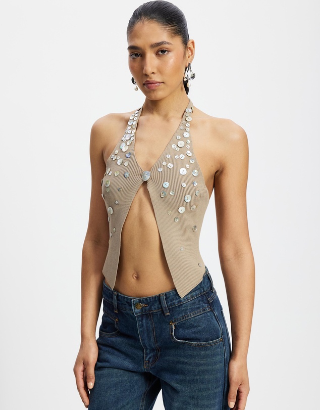 Jaded London - Button Knit Halter Top