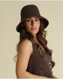 Morgan & Taylor - Delphine Crochet Bucket Hat in Brown
