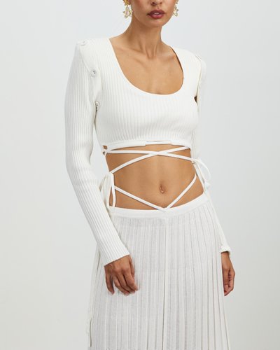Deconstruct Long Sleeve Knit Tie Crop