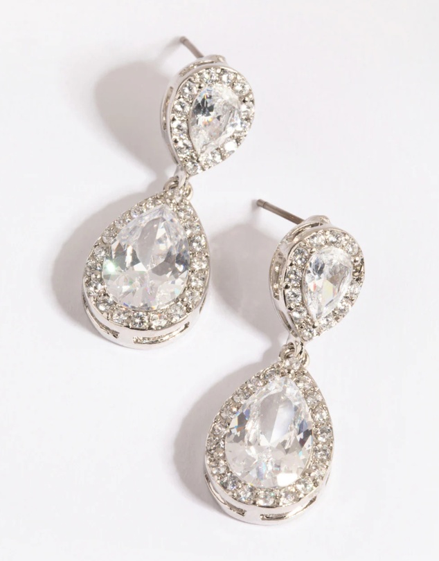 Lovisa - Silver Cubic Zirconia Angelina Drop Earrings