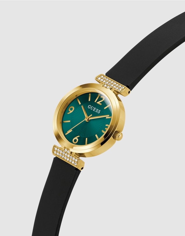 GUESS - Guess Ladies Black Gold Tone 28mm Analogue Watch