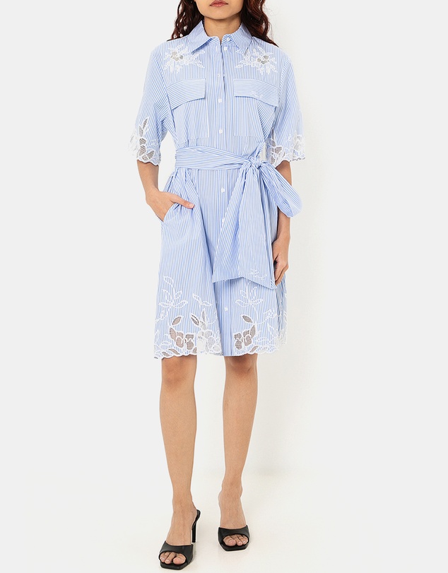 Karl Lagerfeld - Cut-Out Embroidery Shirt Dress