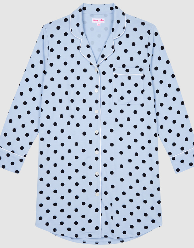Sant And Abel - Women's Spotty Blue Bamboo Night Shirt