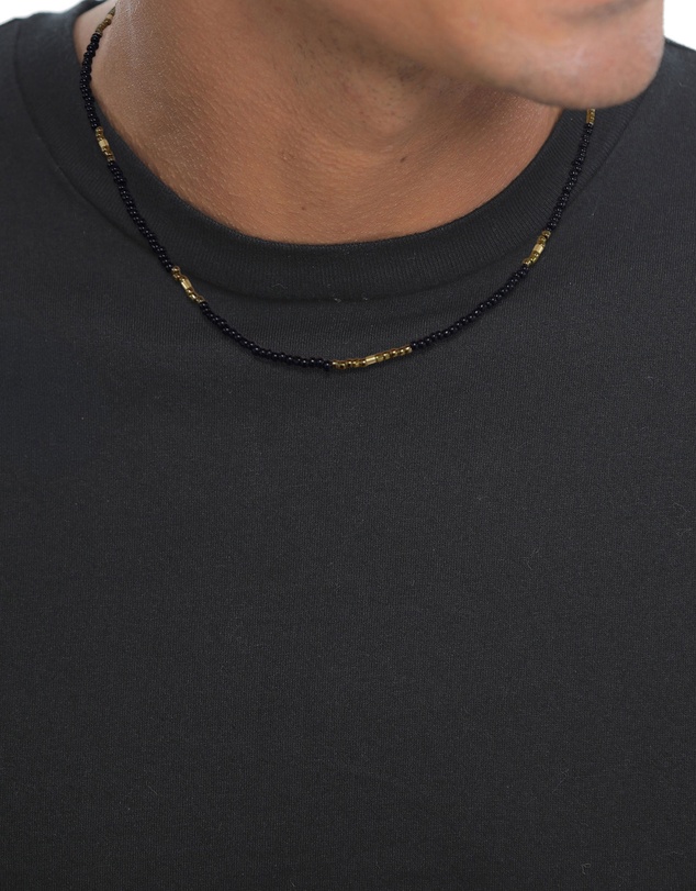 Kuzzoi - ICONIC EXCLUSIVE - Glass Bead Necklace in Gold-Plated 925 Silver