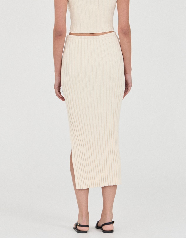 FRIEND of AUDREY - The Cotton Rib Midi Skirt