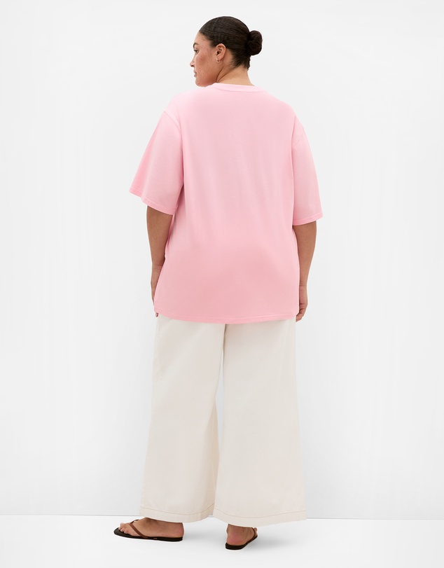 City Chic - Plus size Stardust Oversized Cotton Tee - pink
