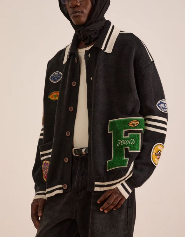 Found - Varsity Patch Collared Cardigan