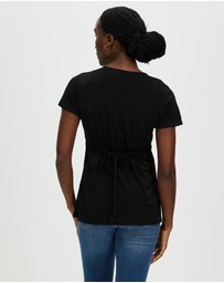 Angel Maternity - Maternity Crossover Short Sleeve V-Neck Work Top
