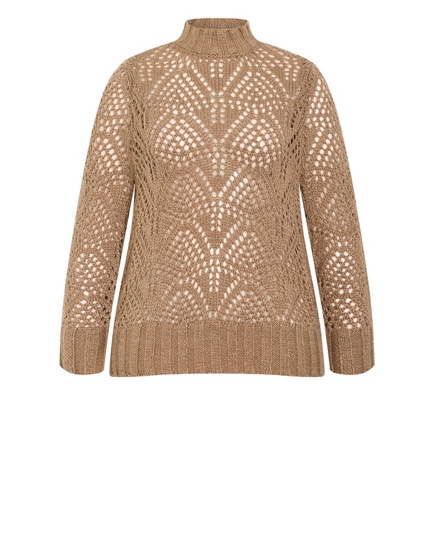 City Chic - Plus size Beck Wool Blend Jumper - mushroom