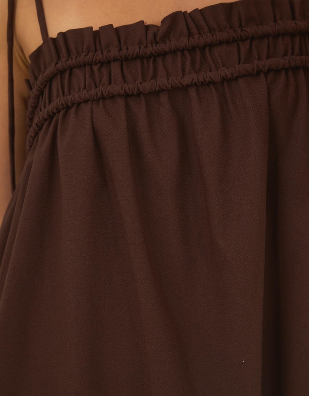 Atmos&Here - Eire Maxi Dress With Tie Straps And Shirring Detail In Linen Blend