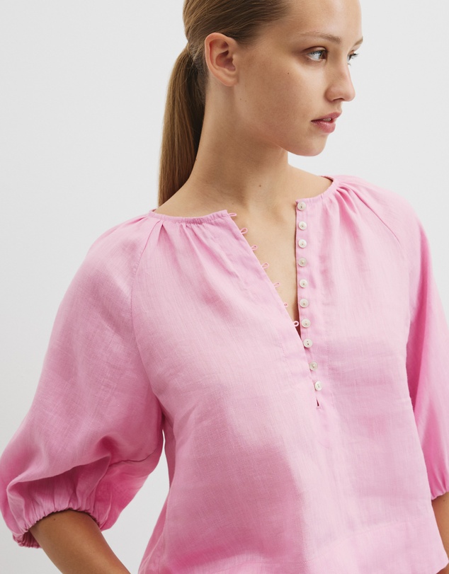 Country Road - Linen Gathered Linen Top