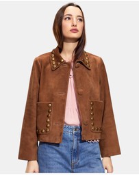 Cynthia Rowley - Studded Suede Cropped Jacket