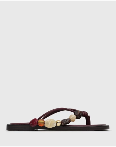 Betts - Saltwater Leather Multi Beaded Thong Sandals