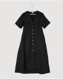 Revibe - Repaired AERE Rani Linen Midi Dress - AU 12
