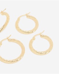 Lovisa - Waterproof Gold Plated Stainless Steel Twisted Hoop Earrings 3-Pack