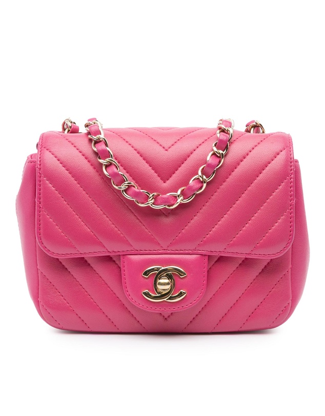 Pre-Loved by Azura Reborn - Pre-Loved Mini Square Classic Chevron Lambskin Single Flap