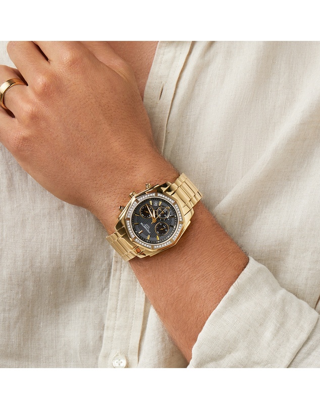 Michael Hill - Men's Solar Chronograph Watch with 0.50 Carat TW of Diamonds in Gold Tone Stainless Steel