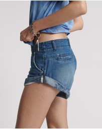 ONE TEASPOON - Sailors Low Waist Denim Shorts - Rosewood