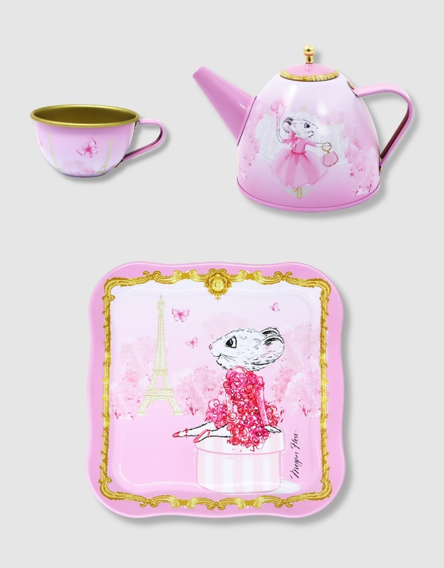 Claris the Chicest Mouse in Paris - Claris The Chicest Mouse In Paris 11 Pieces Tea Set with Woven Basket