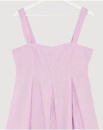 Revibe - Repaired AERE Inara Pleated Linen Midi Dress - AU 16