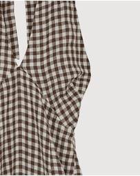 Revibe - Repaired AERE Nolana Gingham Halter Maxi Dress - AU 8