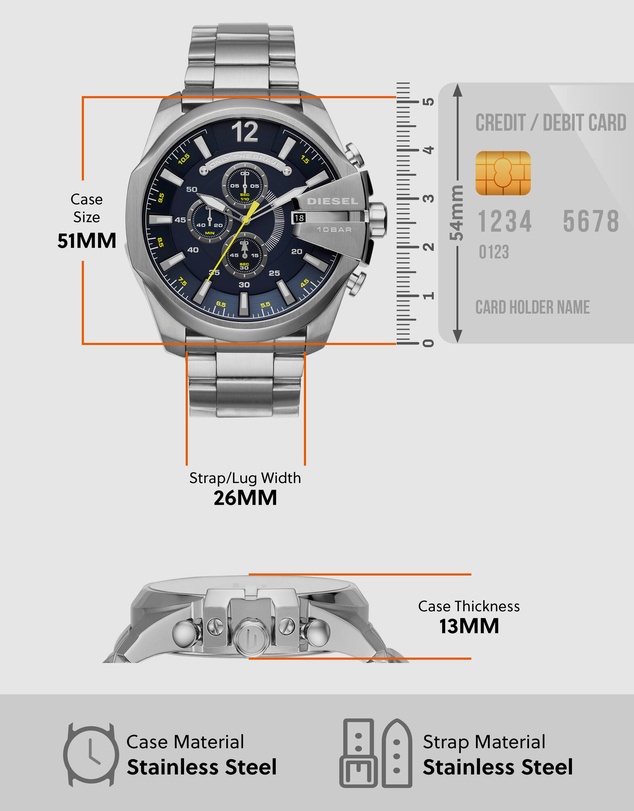 Diesel - Mega Chief Silver-Tone Chronograph Watch