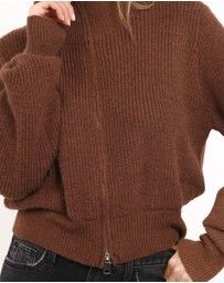 Petal & Pup - Kourtney Zip Cardigan - Brown