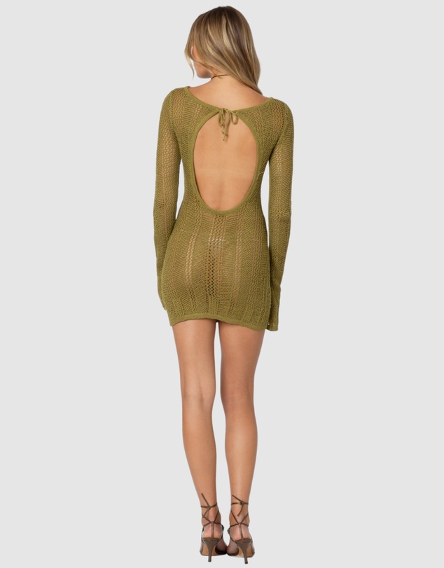 EDIKTED - Back Cut Out Crochet Mini Dress