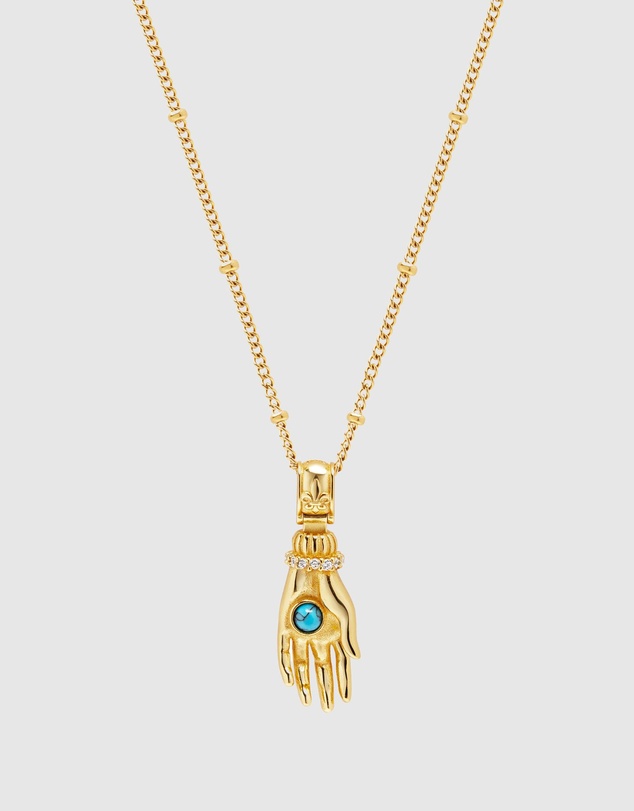 Nialaya Jewellery - Women’s Hand Pendant with a Small Turquoise Gemstone