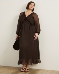 Atmos&Here Curvy - Tyla V-Neck Boho Midi Dress With Ruffle Detail