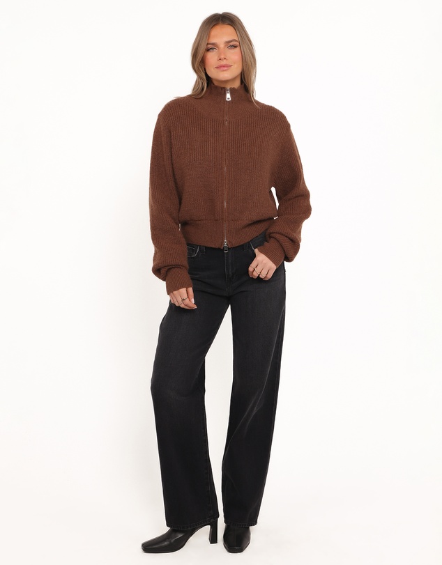 Petal & Pup - Kourtney Zip Cardigan - Brown