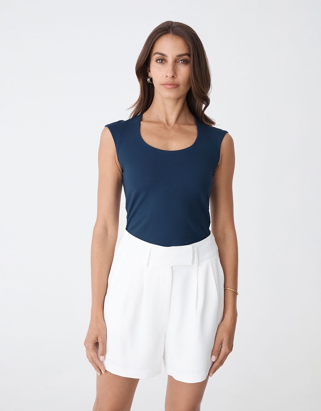 Forcast - Soho Rounded Square Neck Top