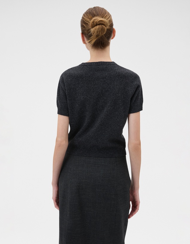 Oroton - Short Sleeve Wool Crew Cardigan