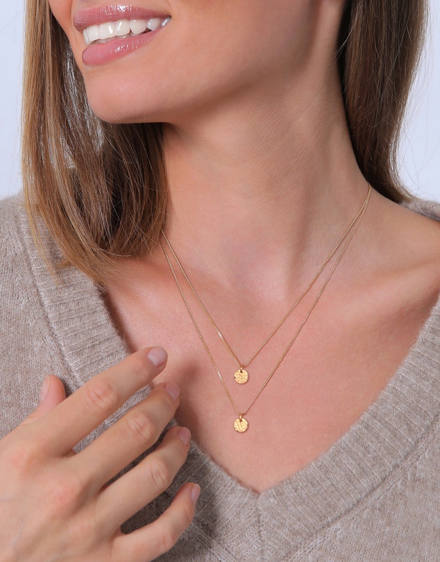 Elli Jewelry - Hammered Platelet Layer Necklace in Gold-Plated 925 Silver