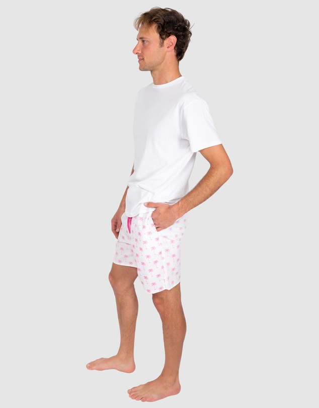 Sant And Abel - Men's Pink Palm Tree Sleep Shorts