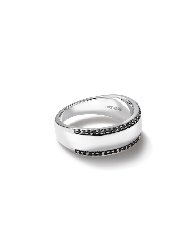 Michael Hill - Men's Silver Ring with 0.25 Carat TW of Black Diamonds