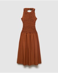 M.N.G - Rusty Open-Back Textured Dress