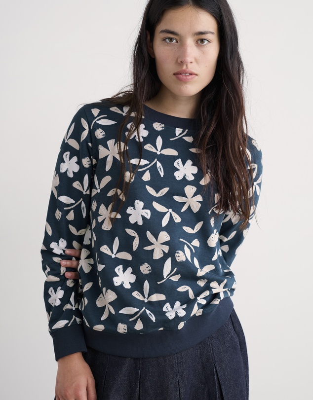Seasalt - Seasalt Cornwall Teal Bright Wave Printed Sweatshirt