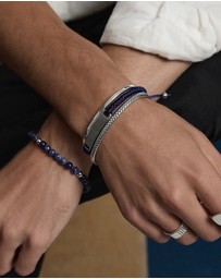 Najo - Apollo Men's 6mm Sodalite & Steel Elasticised Bracelet