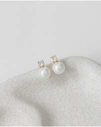 The White Collection - Annabelle - Classic Gold Pearl Bridal Earrings