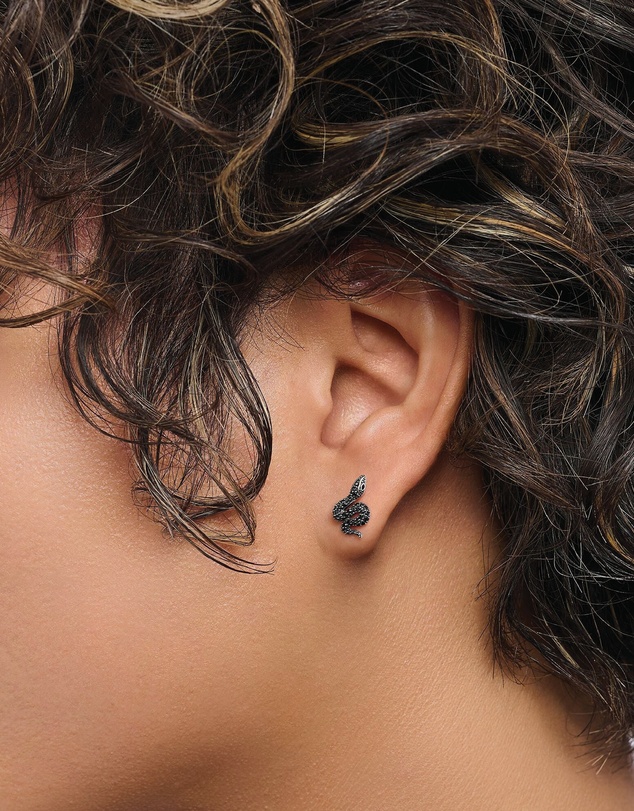 THOMAS SABO - Snake small ear studs with black zirconia