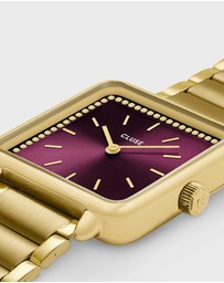 Cluse - La Tétragone Watch Steel, Wine stones, Gold Colour
