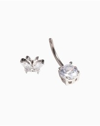 Lovisa - Titanium Cubic Zirconia Butterfly Belly Bar